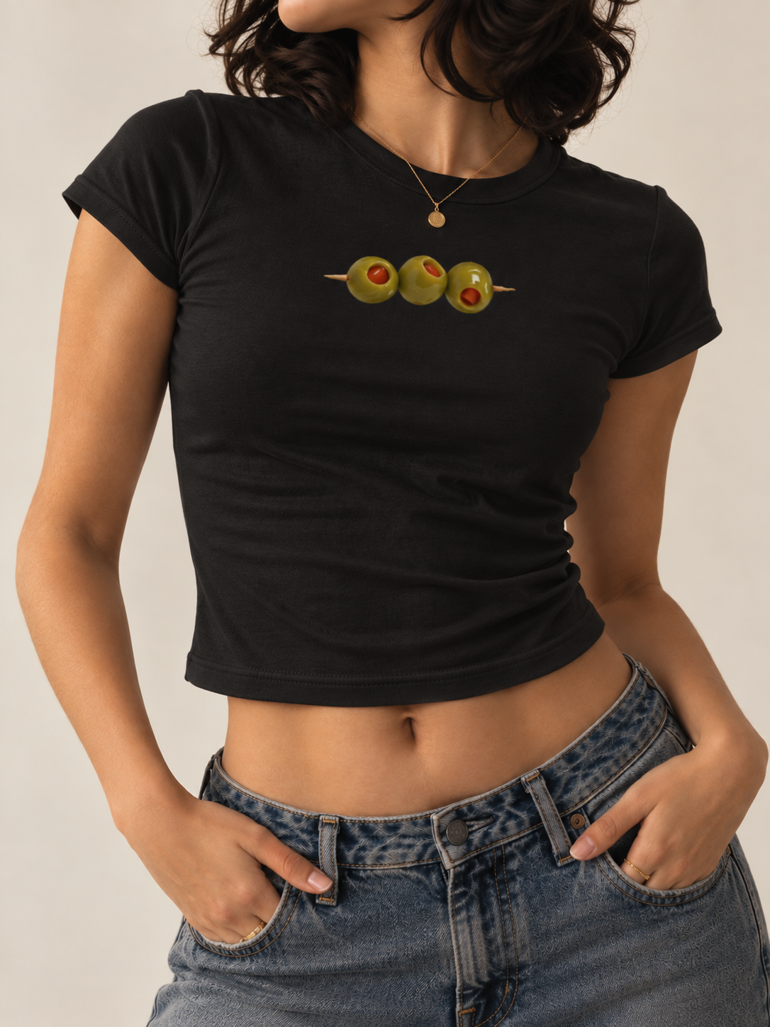 Olive Skewer Baby Tee